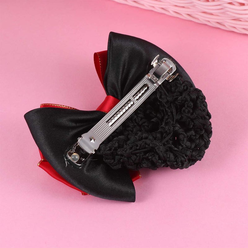 Minkissy 2Pcs Bowknot Hair Snoods Bun Cover Hair Clip Occupational Fixator for Dancing, Work, Class and Daily Use (Red) - Image 4